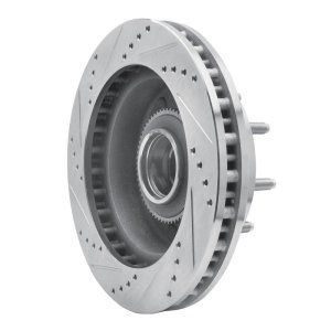 Ford F-250 Super Duty Brake Rotor (1) - Front Right - R1 Concepts - Drilled & Slotted - Silver - `99-`02